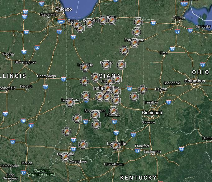 Indiana Commandrys Map